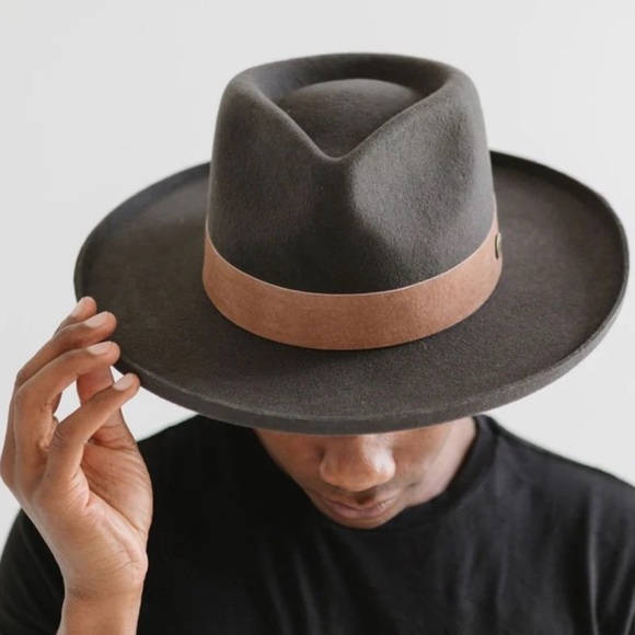 Two Roads Hat Co. Men’s Echo Park Dark Earth Wool Suede Band Rustic Fedora‎ Hat - Picture 2 of 9
